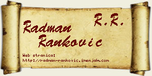 Radman Ranković vizit kartica